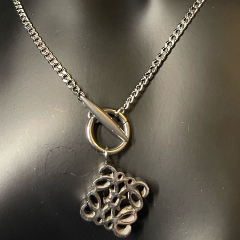 NWOT Designer Inspired Anagram Pendant Necklace - Silver